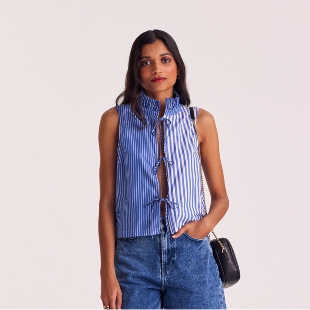 Striped Blue Sleeveless Top